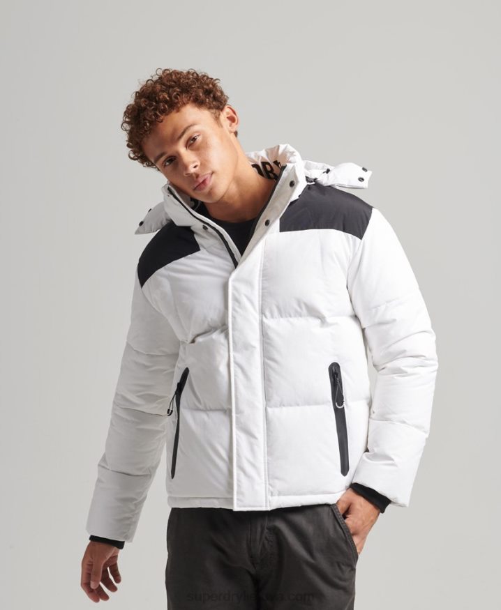 Superdry Hooded Box Quilt Puffer Jacket White Men