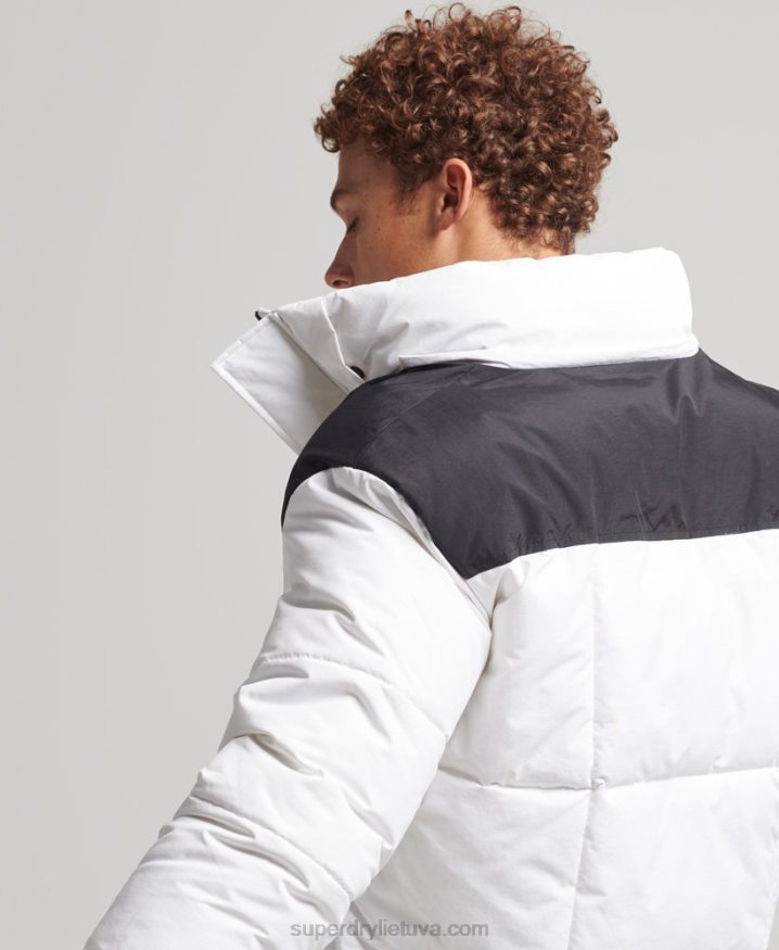 Superdry Hooded Box Quilt Puffer Jacket White Men