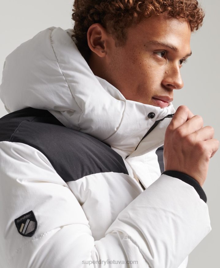 Superdry Hooded Box Quilt Puffer Jacket White Men