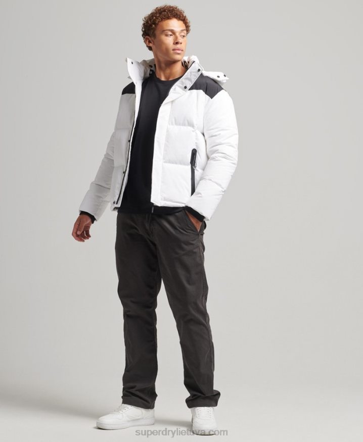 Superdry Hooded Box Quilt Puffer Jacket White Men