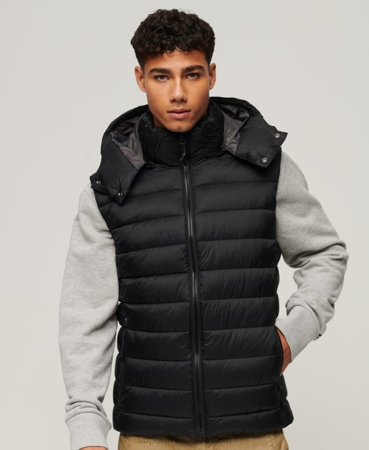 Superdry Hooded Classic Padded Gilet Black Men