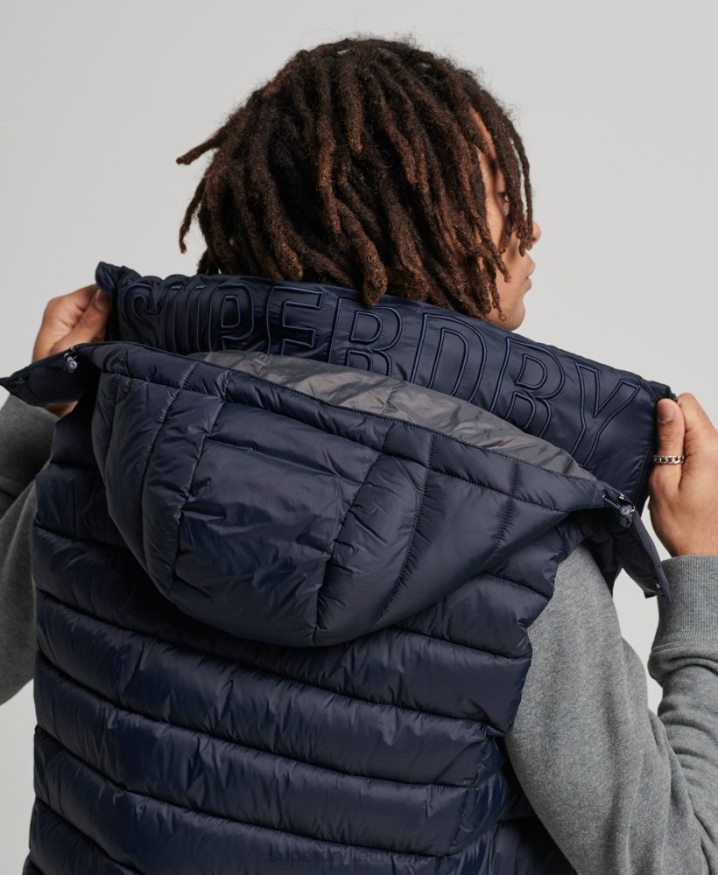 Superdry Hooded Classic Padded Gilet Navy Men