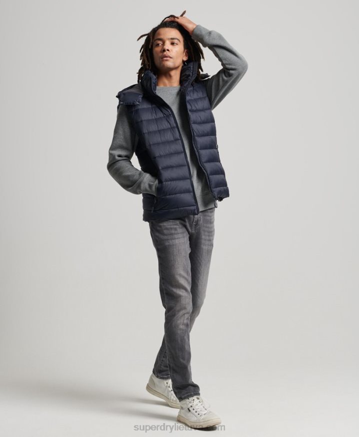 Superdry Hooded Classic Padded Gilet Navy Men