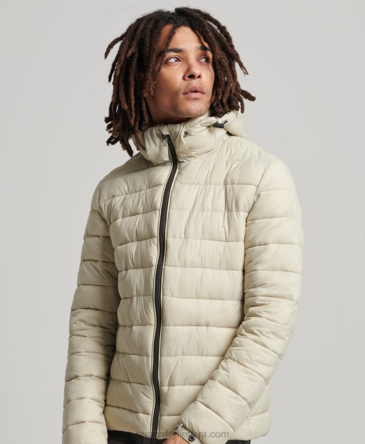 Superdry Hooded Classic Puffer Jacket Beige Men