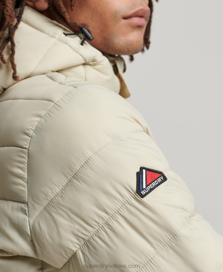 Superdry Hooded Classic Puffer Jacket Beige Men