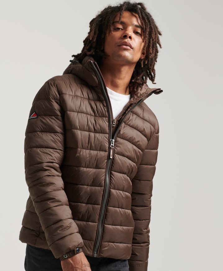 Superdry Hooded Classic Puffer Jacket Brown Men