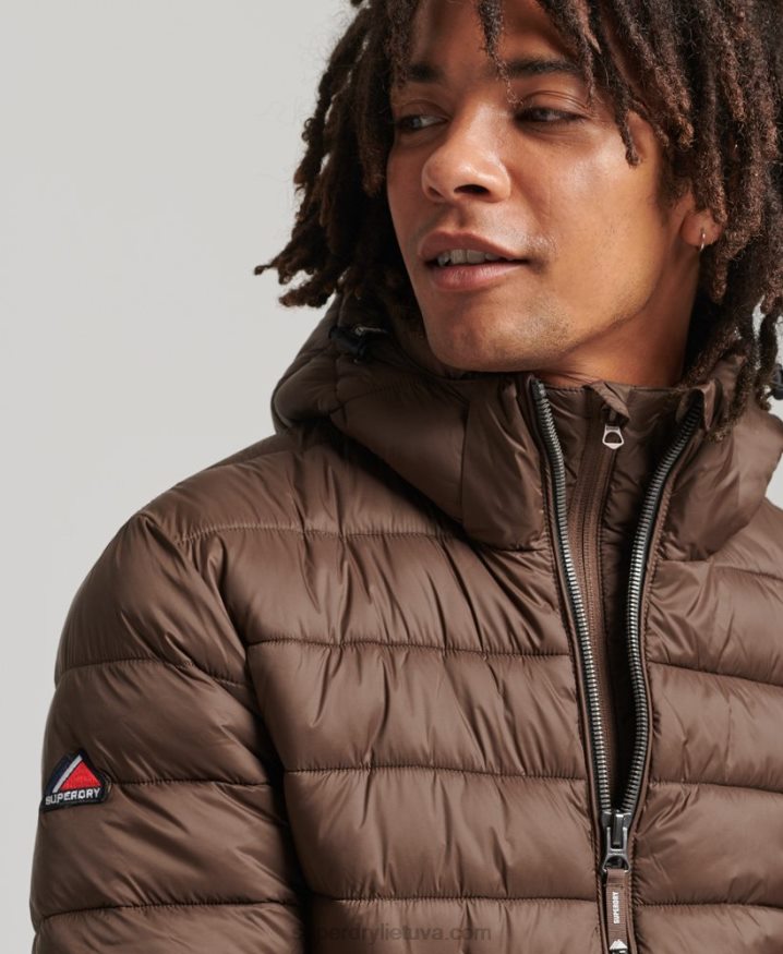 Superdry Hooded Classic Puffer Jacket Brown Men