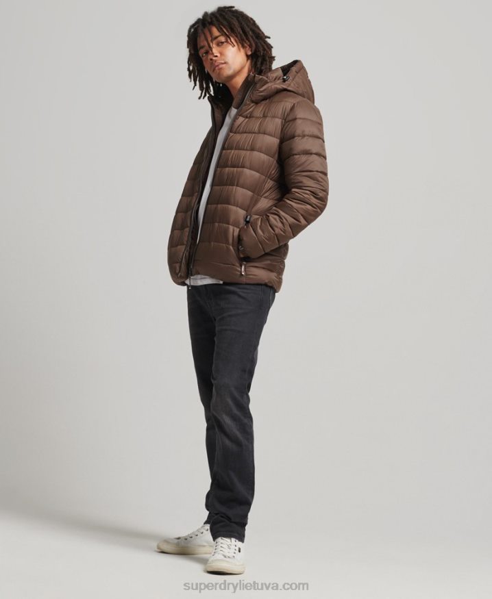 Superdry Hooded Classic Puffer Jacket Brown Men