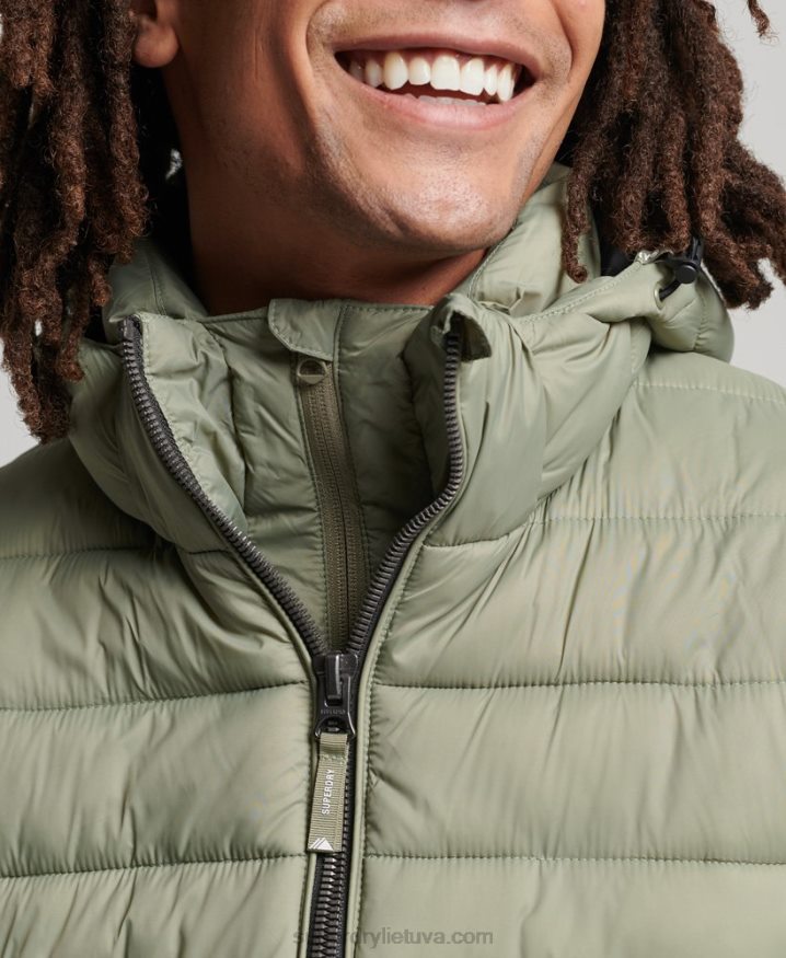 Superdry Hooded Classic Puffer Jacket Khaki Men