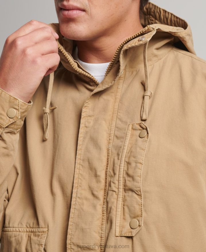 Superdry Hooded Deck Jacket Tan Men