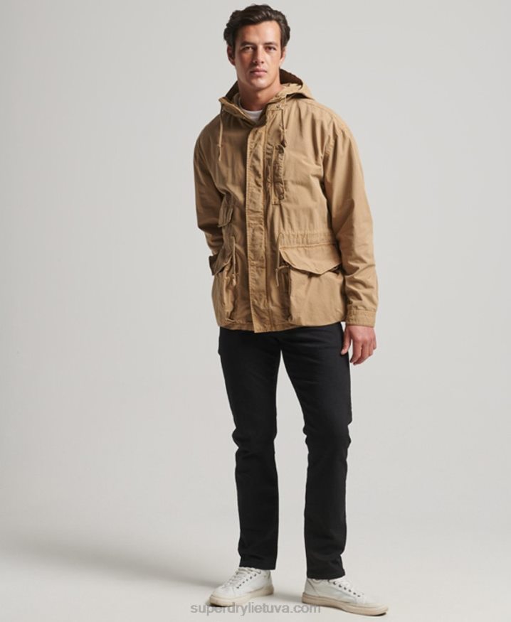 Superdry Hooded Deck Jacket Tan Men