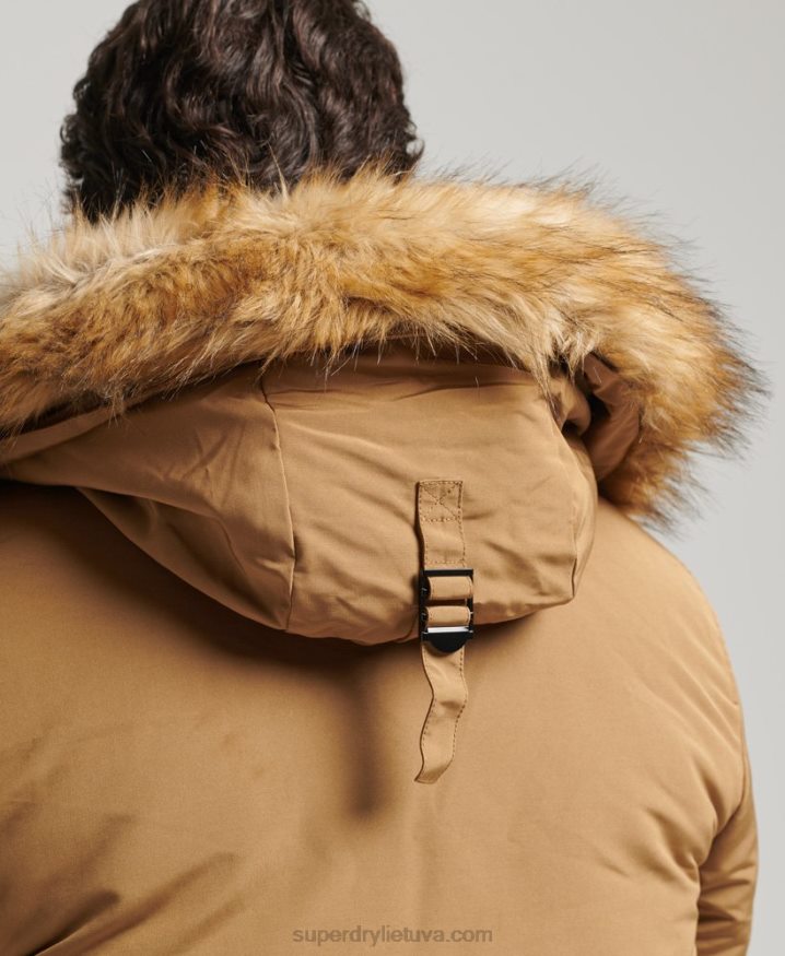 Superdry Hooded Everest Faux Fur Parka Brown Men