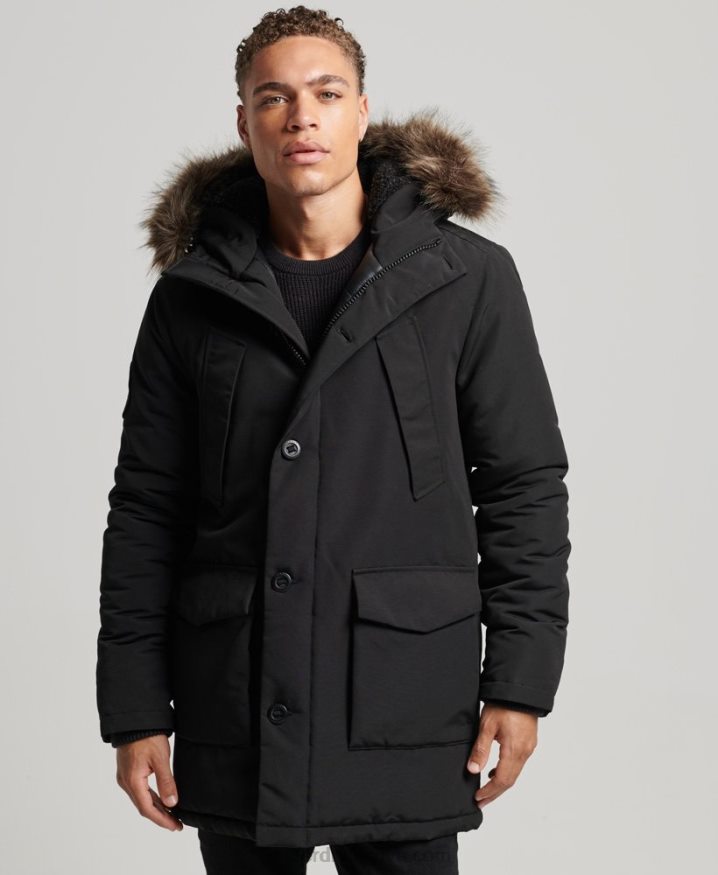 Superdry Hooded Everest Faux Fur Parka Dark Grey Men