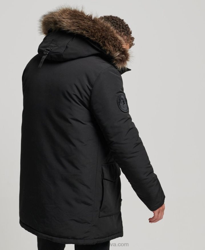 Superdry Hooded Everest Faux Fur Parka Dark Grey Men