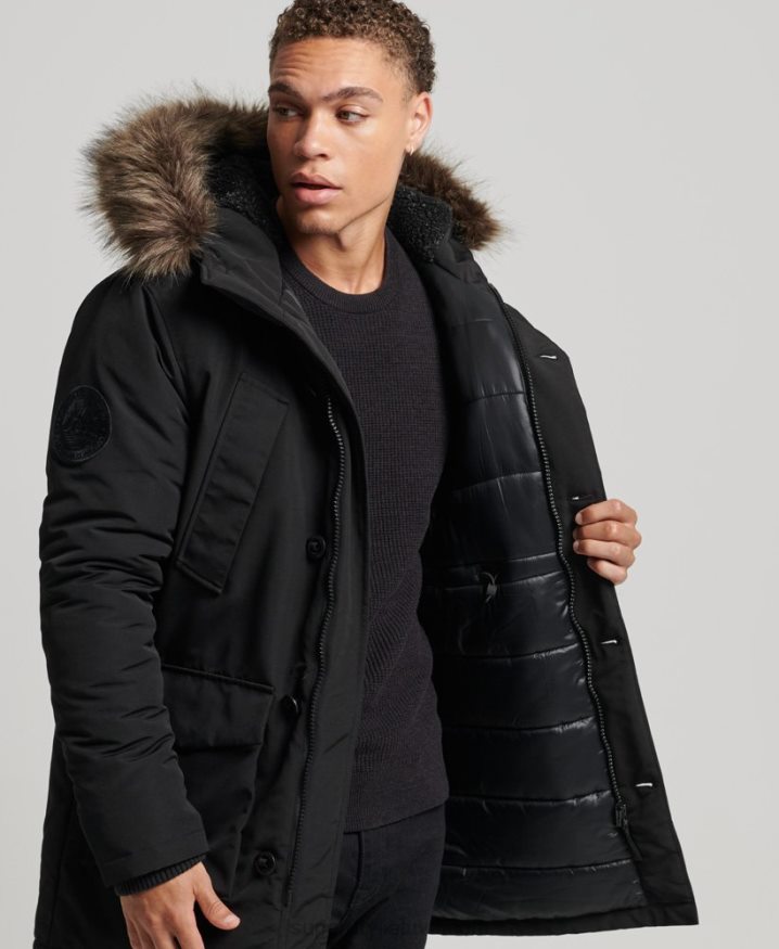 Superdry Hooded Everest Faux Fur Parka Dark Grey Men