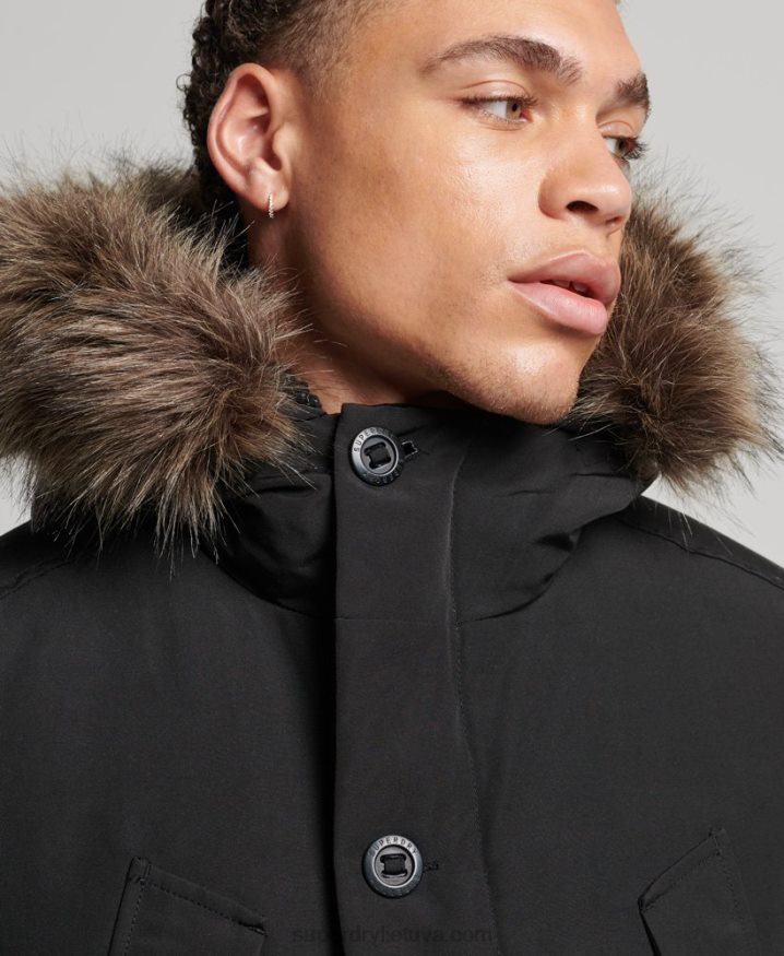 Superdry Hooded Everest Faux Fur Parka Dark Grey Men