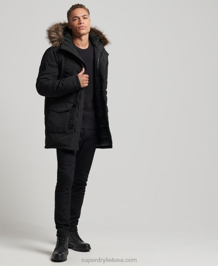 Superdry Hooded Everest Faux Fur Parka Dark Grey Men