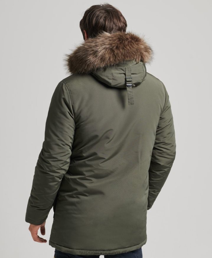 Superdry Hooded Everest Faux Fur Parka Green Men