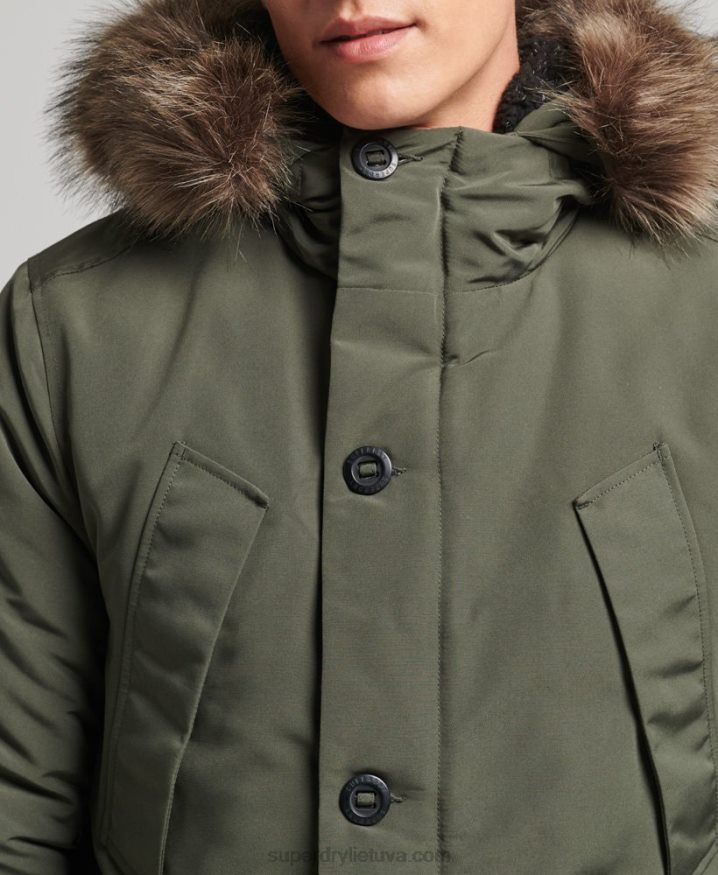 Superdry Hooded Everest Faux Fur Parka Green Men