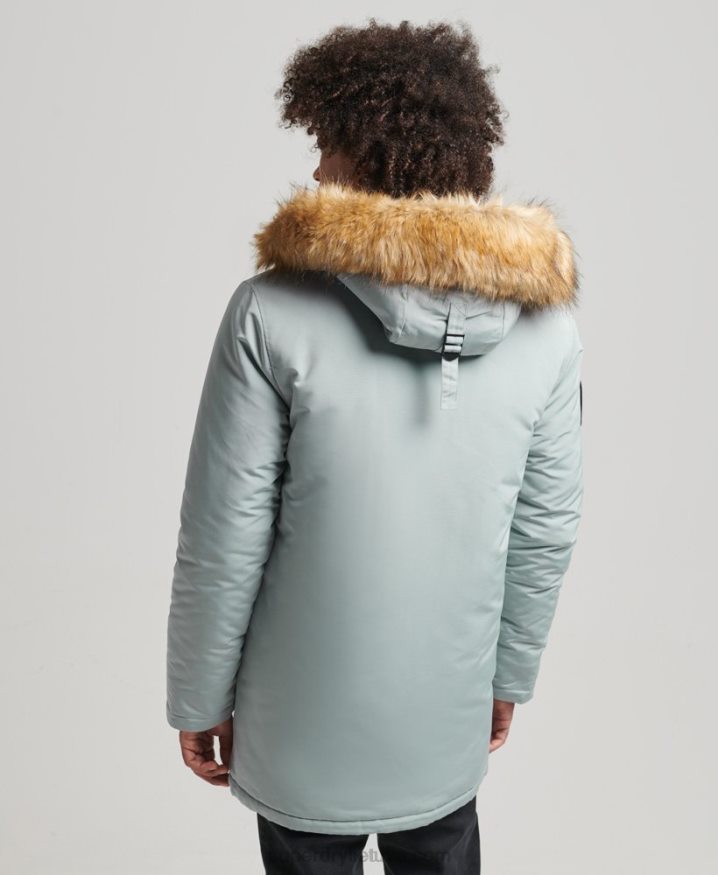 Superdry Hooded Everest Faux Fur Parka Light Blue Men