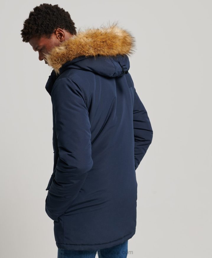 Superdry Hooded Everest Faux Fur Parka Navy Men