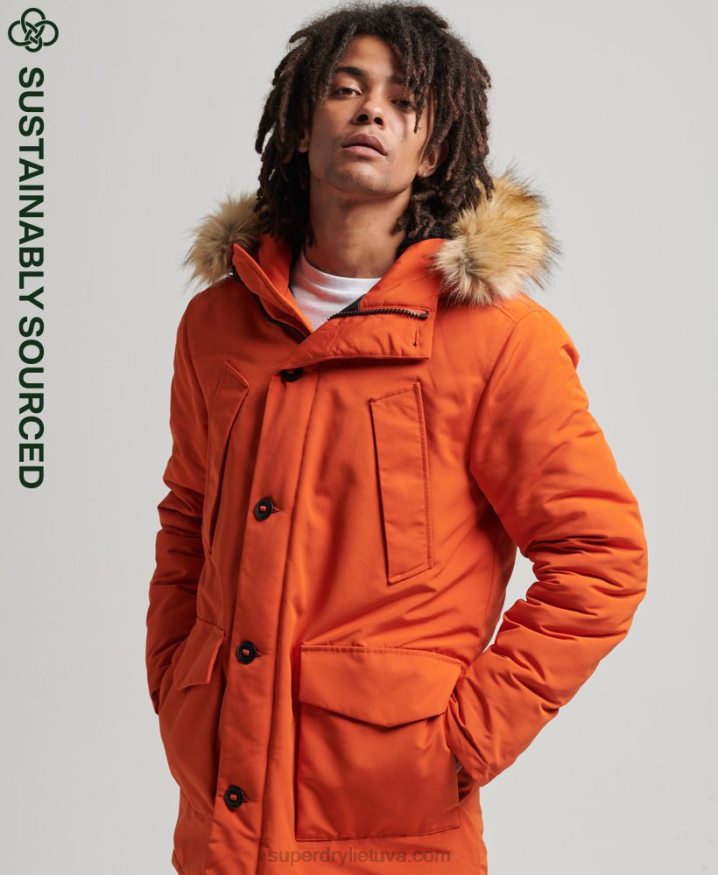 Superdry Hooded Everest Faux Fur Parka Orange Men