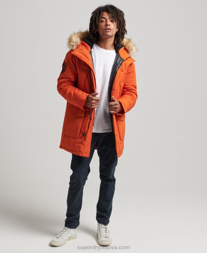 Superdry Hooded Everest Faux Fur Parka Orange Men