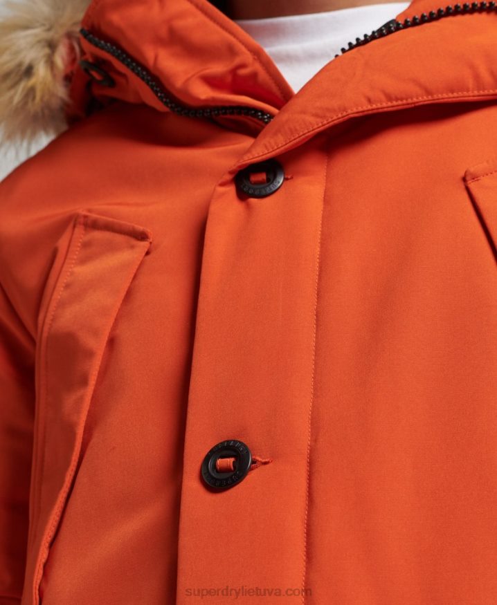 Superdry Hooded Everest Faux Fur Parka Orange Men