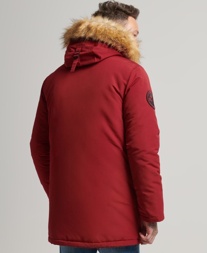 Superdry Hooded Everest Faux Fur Parka Red Men