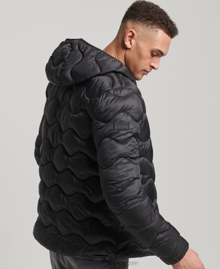 Superdry Hooded Lightweight Padded Coat Black Men