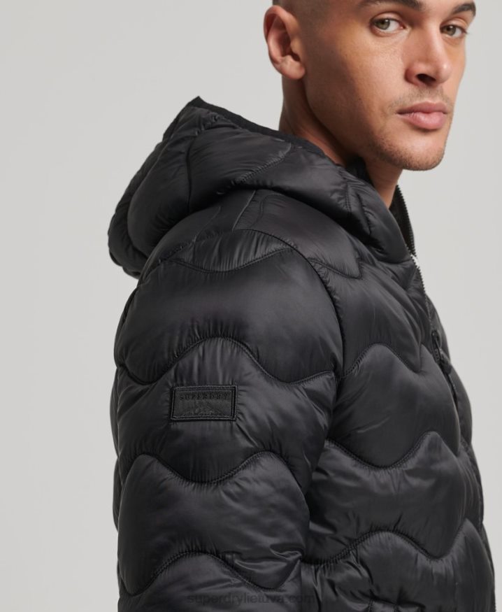 Superdry Hooded Lightweight Padded Coat Black Men