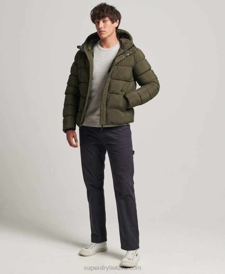 Superdry Hooded XPD Sports Puffer Jacket Khaki Men