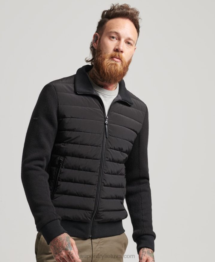 Superdry Hybrid Knit Mix Puffer Coat Black Men