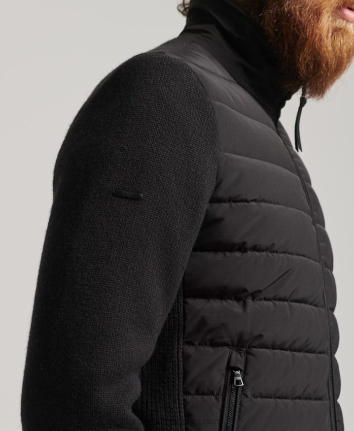 Superdry Hybrid Knit Mix Puffer Coat Black Men