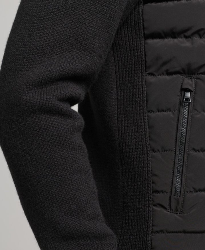 Superdry Hybrid Knit Mix Puffer Coat Black Men