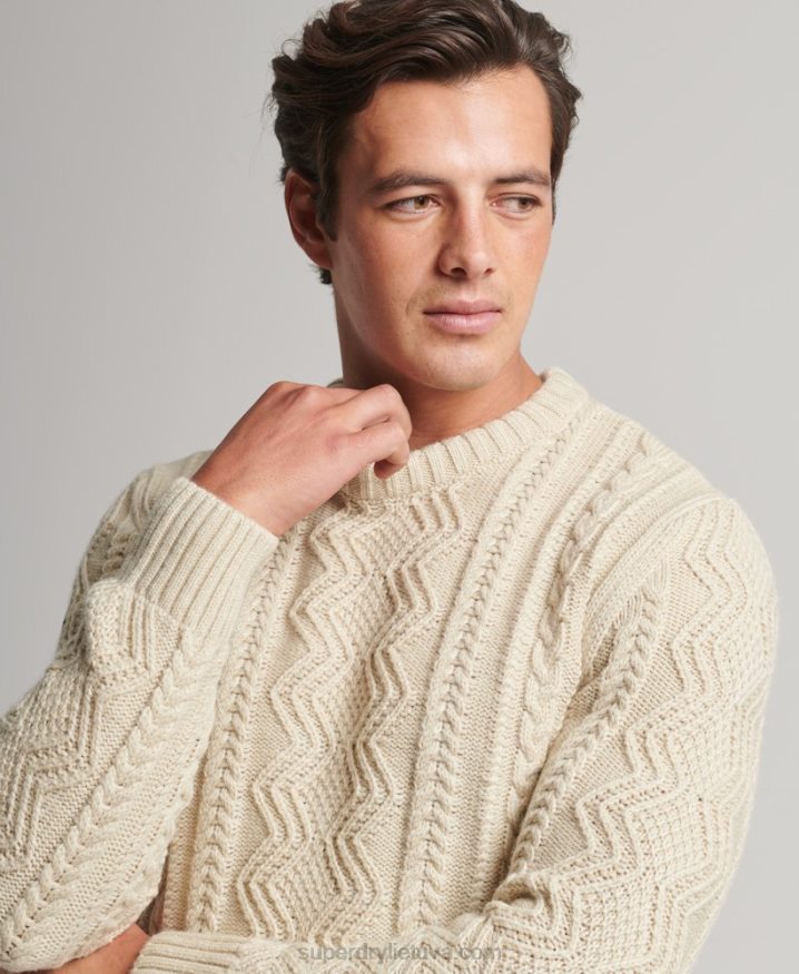 Superdry Jacob Crew Jumper Cream Men