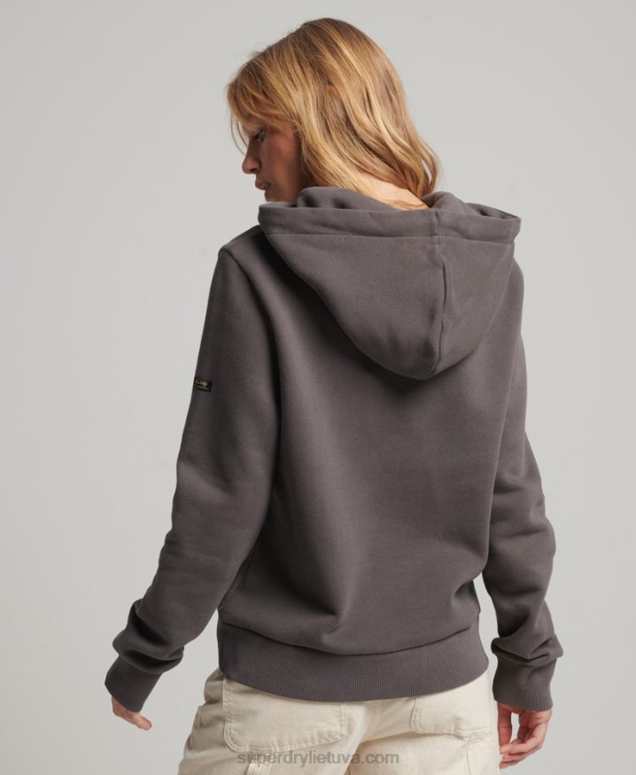 Superdry Japanese Vintage Logo Graphic Hoodie Dark Grey Women