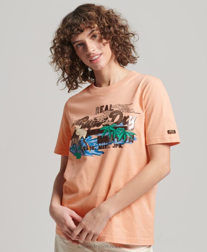 Superdry Japanese Vintage Logo Graphic T-Shirt Orange Women