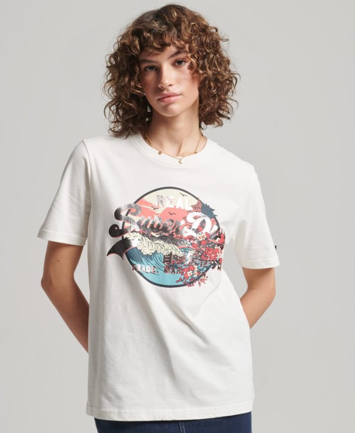 Superdry Japanese Vintage Logo Graphic T-Shirt White Women