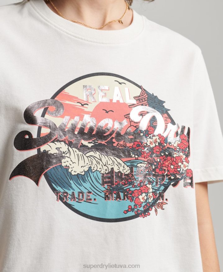 Superdry Japanese Vintage Logo Graphic T-Shirt White Women