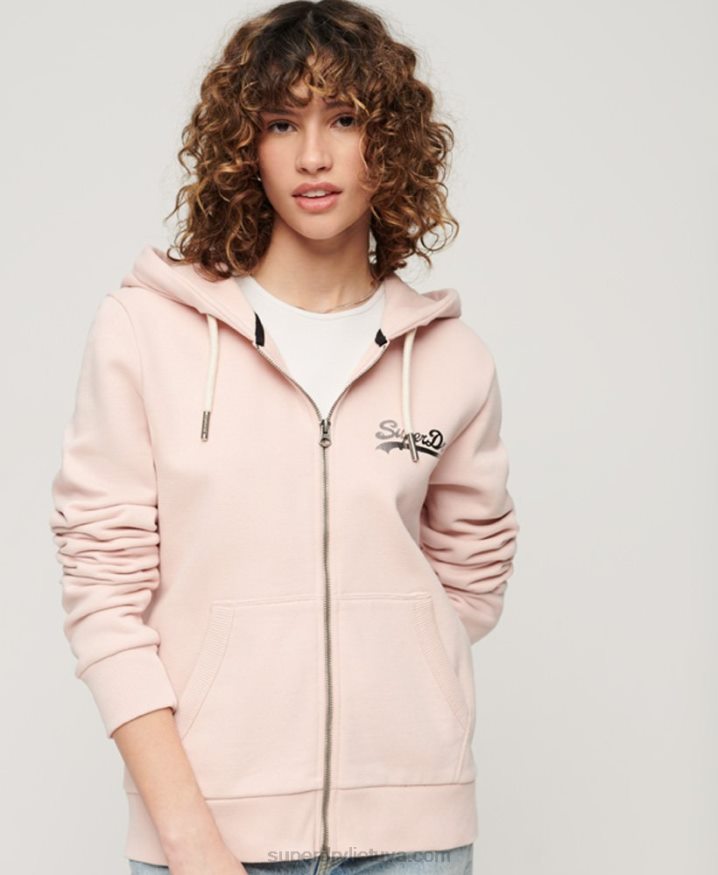 Superdry Japanese Vintage Logo Graphic Zip Hoodie Pink Women