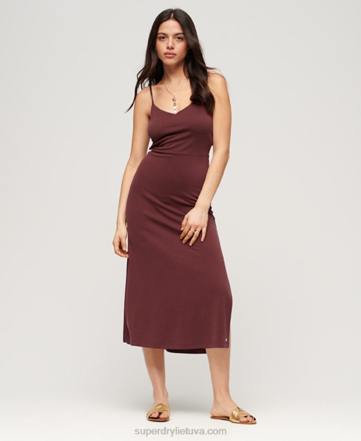 Superdry Jersey Open Back Dress Brown Women