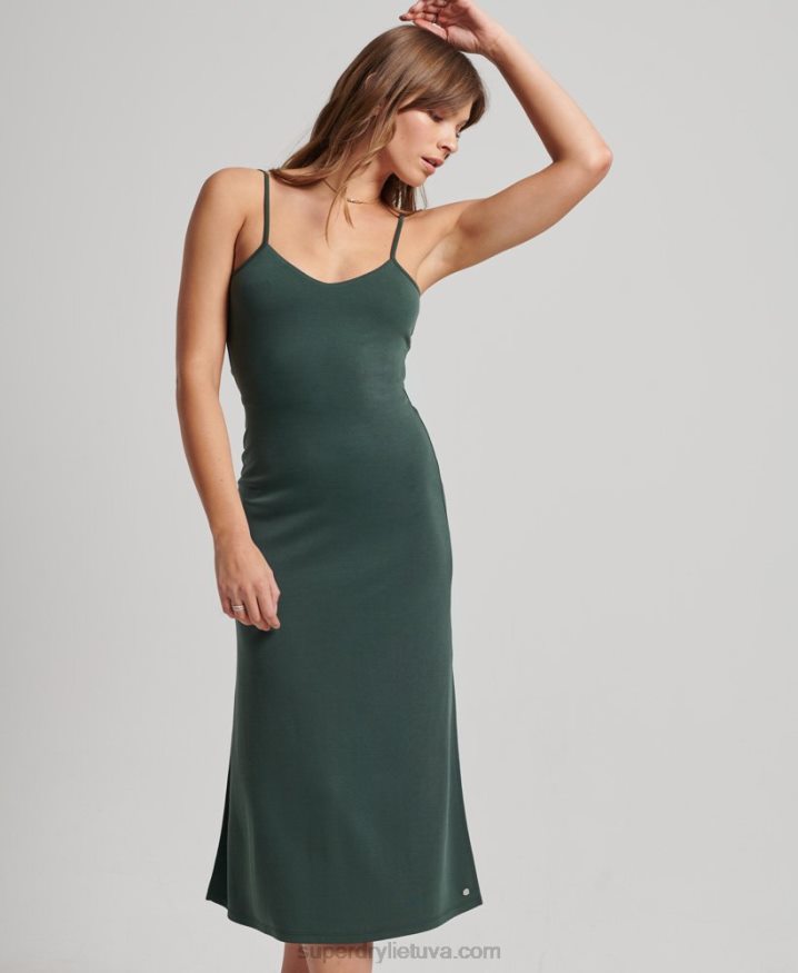 Superdry Jersey Open Back Dress Green Women