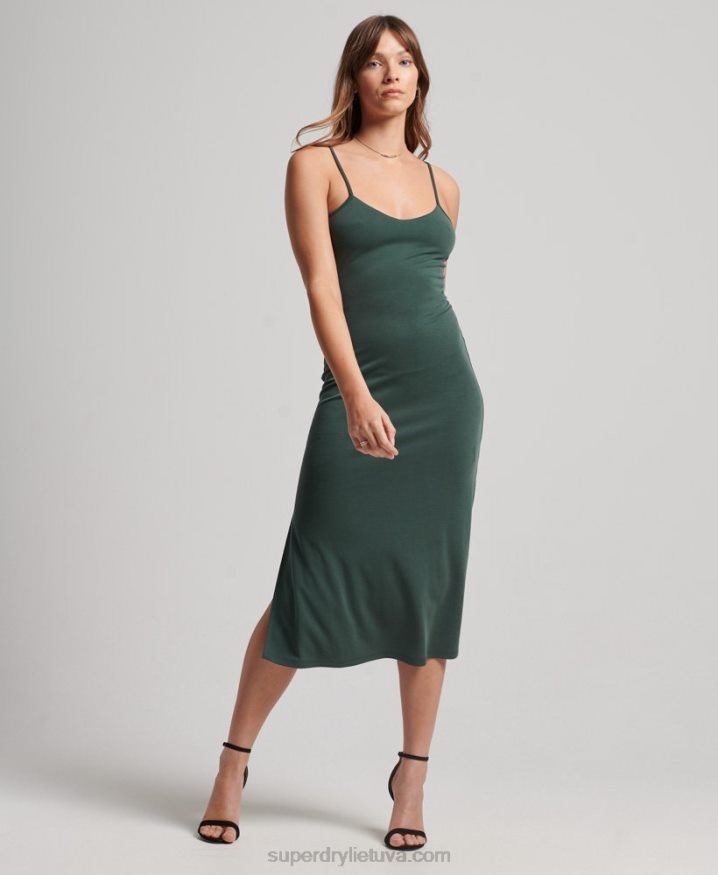 Superdry Jersey Open Back Dress Green Women