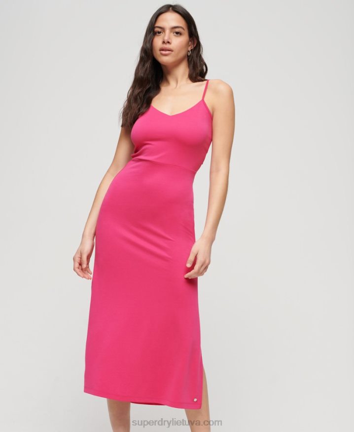 Superdry Jersey Open Back Dress Pink Women