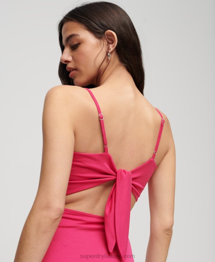 Superdry Jersey Open Back Dress Pink Women