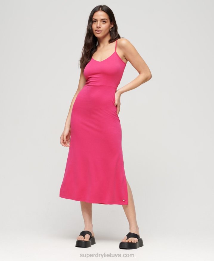 Superdry Jersey Open Back Dress Pink Women