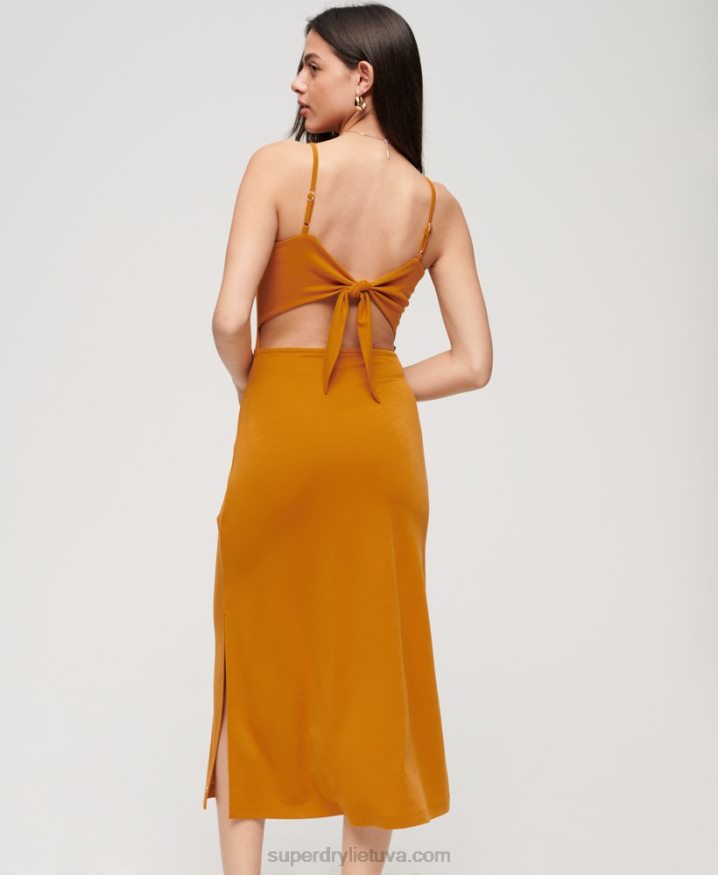 Superdry Jersey Open Back Dress Yellow Women