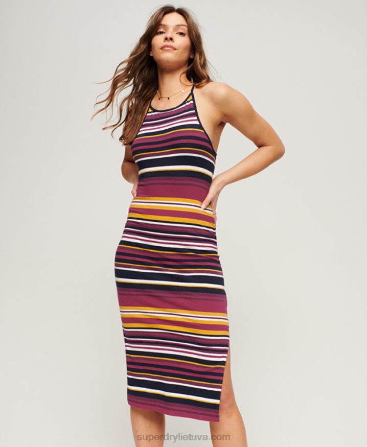 Superdry Jersey Stripe Cami Midi Dress Red Women