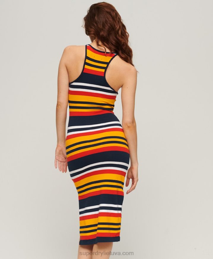 Superdry Jersey Stripe Cami Midi Dress Yellow Women